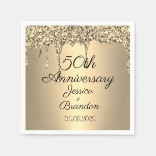 Serviette En Papier Élégant 50e Anniversaire Mariage d'or Couple