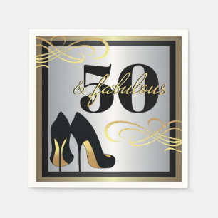 Serviette En Papier Élégant 50e anniversaire papier de fête