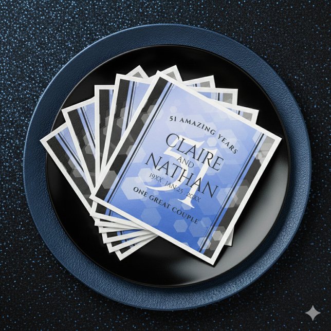 Serviette En Papier Élégant 51e anniversaire de Mariage Sapphire (Elegant 51st Sapphire Wedding Anniversary Napkins Cover Photo)
