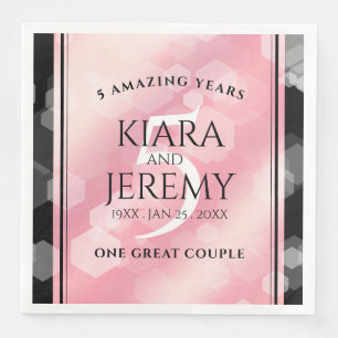 Serviette En Papier Élégant 5ème anniversaire Mariage de quartz Rose