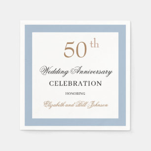 Serviette En Papier Élégant Anniversaire Bleu Noir et Or