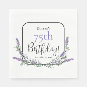 Serviette En Papier Elégant anniversaire botanique de lavande aquarell