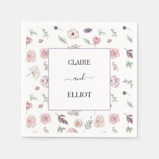 Serviette En Papier Élégant Appartement moderne Botanique Mariage vert