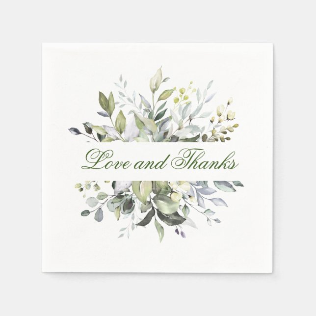 Serviette En Papier Elégant aquarelle Eucalyptus papier Mariage (Devant)