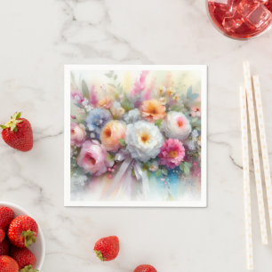 Serviette En Papier Élégant aquarelle fleurs d'art
