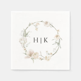 Serviette En Papier Elégant aquarelle Floral Monogramme Papier Napkin