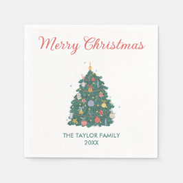 Serviette En Papier Élégant Aquarelle simple Arbre de Noël