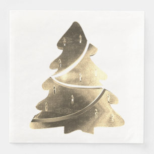 Serviette En Papier Élégant Arbre de Noël Arbre de Faux Silver Gold