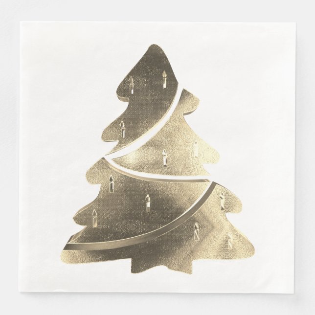Serviette En Papier Élégant Arbre de Noël Arbre de Faux Silver Gold (Devant)
