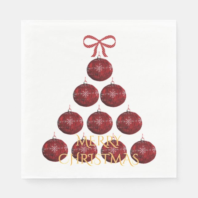 Serviette En Papier Élégant arbre de Noël rouge (Devant)