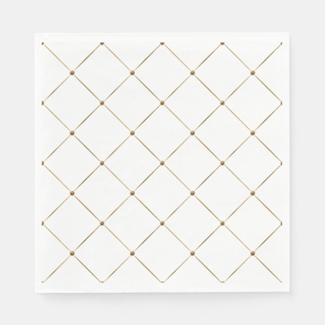 Serviette En Papier Élégant Arlequin Français Noir Classic Or (Devant)