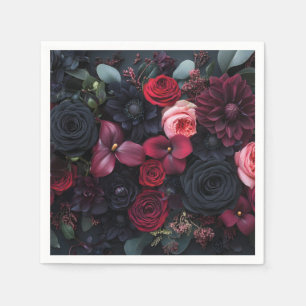 Serviette En Papier Élégant arrangement floral foncé avec Roses