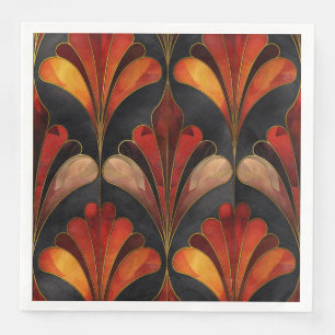 Serviette En Papier Elégant Art déco noir or rouge