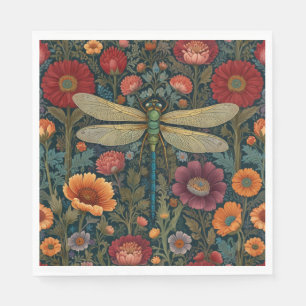 Serviette En Papier Élégant art nouveau automnal floral Libellule