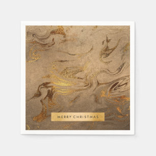 Serviette En Papier Élégant aspect marbre or cuivre moderne