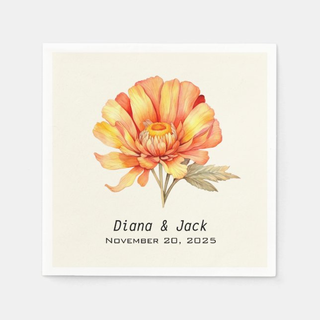 Serviette En Papier Élégant automne floral (Devant)