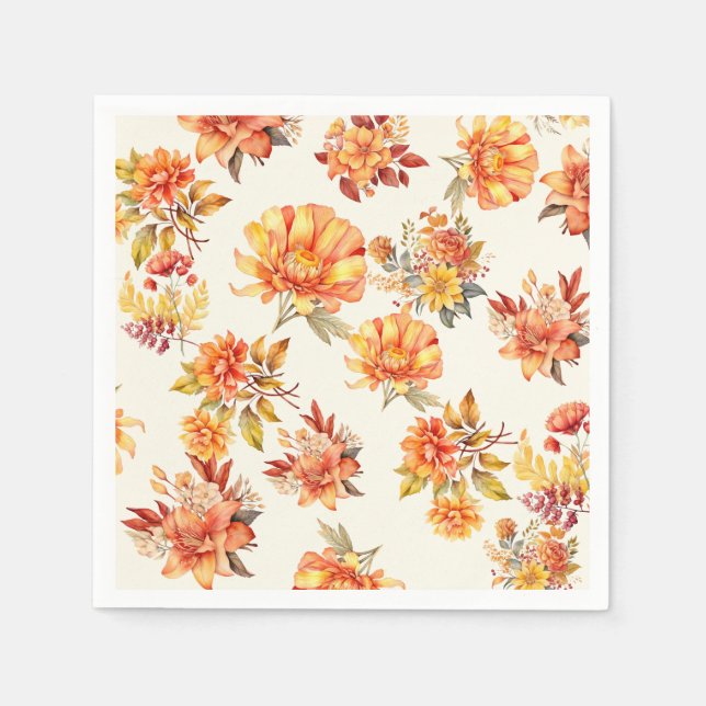 Serviette En Papier Élégant automne floral (Devant)