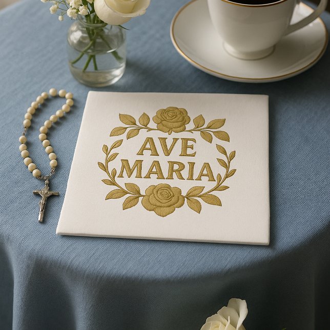 Serviette En Papier Élégant Ave Maria Gold Rose catholique (Créateur téléchargé)