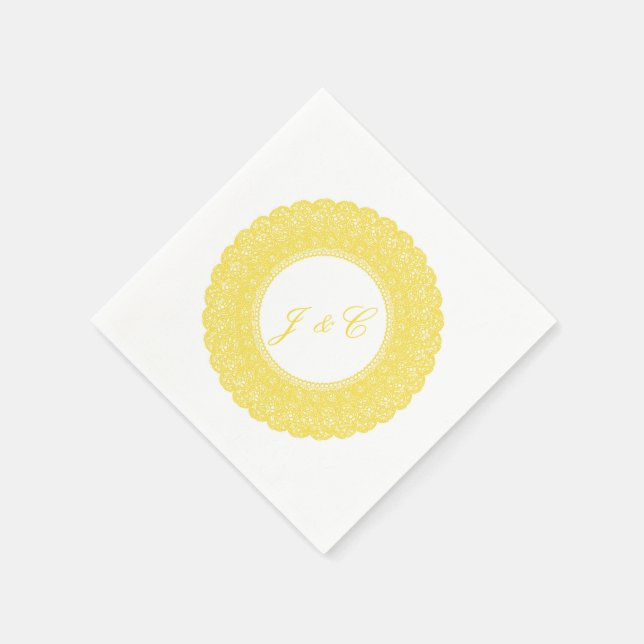 Serviette En Papier Élégant babeurre jaune dentelle de la serviette (Coin)