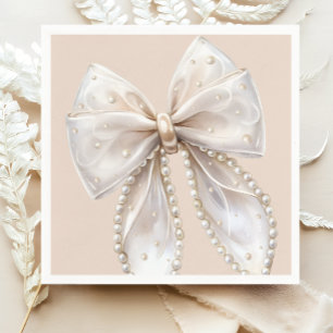 Serviette En Papier Elégant Baby shower blanc Pearl Bow