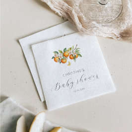 Serviette En Papier Elégant Baby shower d'aquarelle Oranges