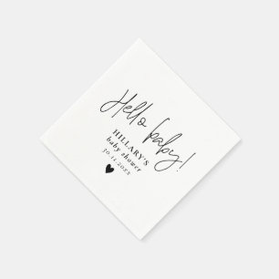 Serviette En Papier Élégant Baby shower de calligraphie Bonjour bébé