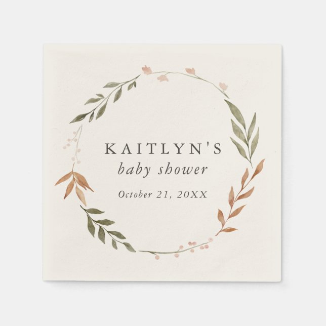 Serviette En Papier Élégant Baby shower de couronne d'automne (Devant)