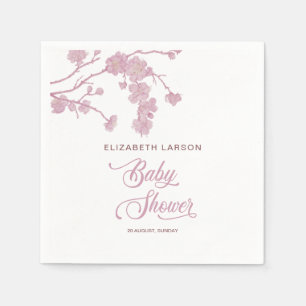 Serviette En Papier Elégant Baby shower de fleurs de cerises Sakura bl