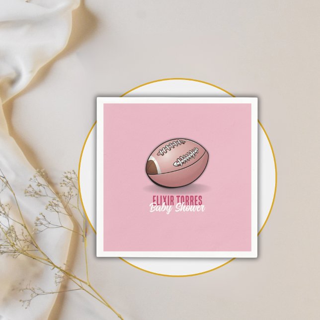 Serviette En Papier Élégant Baby shower de football rose (Créateur téléchargé)
