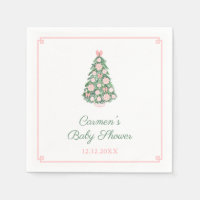 Élégant Baby shower De Noël Rose Et Vert