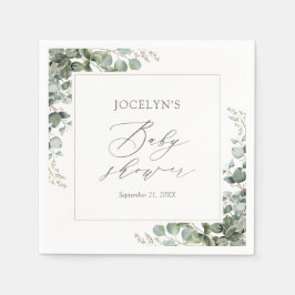 Serviette En Papier Elégant Baby shower Eucalyptus verdoyant