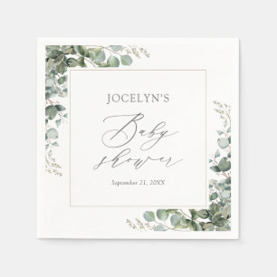 Serviette En Papier Elégant Baby shower Eucalyptus verdoyant