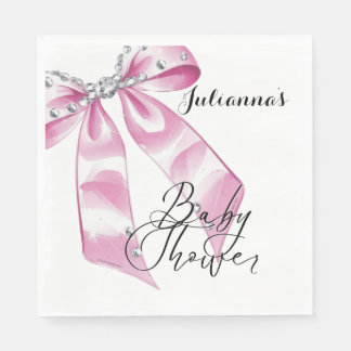 Serviette En Papier Élégant Baby shower fille Coquette rose