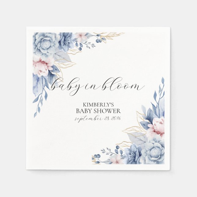Serviette En Papier Elegant baby shower Fleur sauvage Boho (Devant)