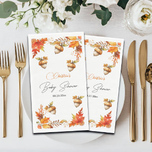 Serviette En Papier Elégant Baby shower floral de Boho Automne