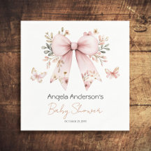 Élégant Baby shower floral rose Bow Girl