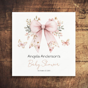 Serviette En Papier Élégant Baby shower floral rose Bow Girl