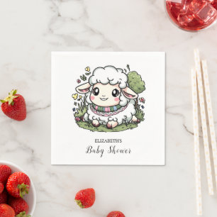 Serviette En Papier Elégant Baby shower Pastel Sheep