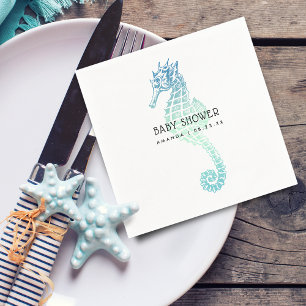 Serviette En Papier Elégant Baby shower Seahorse