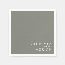 Serviette En Papier Elégant Bataillon Grey Minimal Mariage moderne