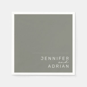 Serviette En Papier Elégant Bataillon Grey Minimal Mariage moderne