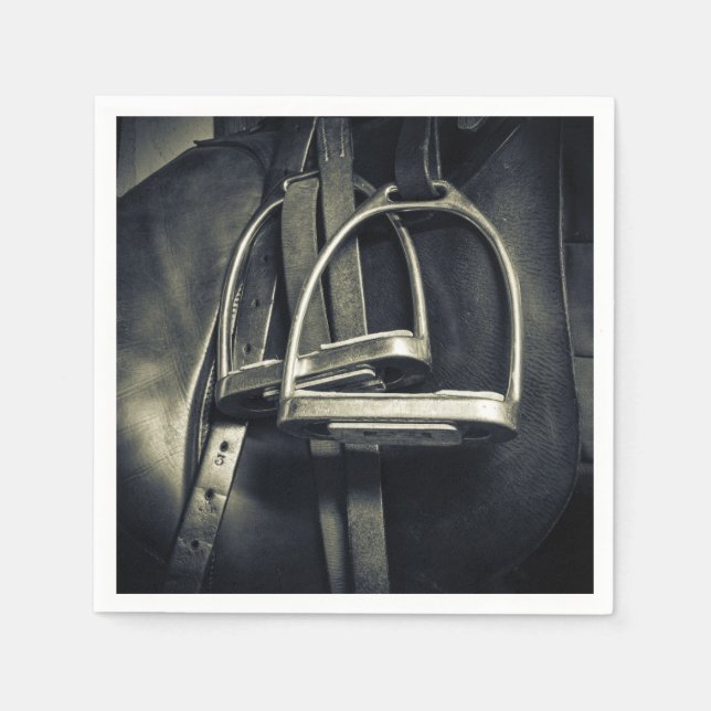 Serviette En Papier Élégant bâton d'argent sur selle d'équitation angl (Devant)