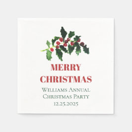 Serviette En Papier Elegant Berries Christmas Botanical Simple