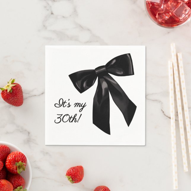 Serviette En Papier Elegant Black Bow Birthday Party Napkins (En situation)