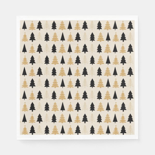 Serviette En Papier Elegant Black & Gold Christmas Tree (Devant)