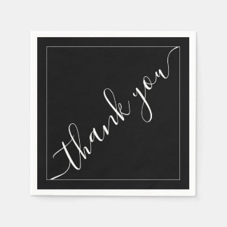 Serviette En Papier Elegant Black Wedding | Thank You Reception