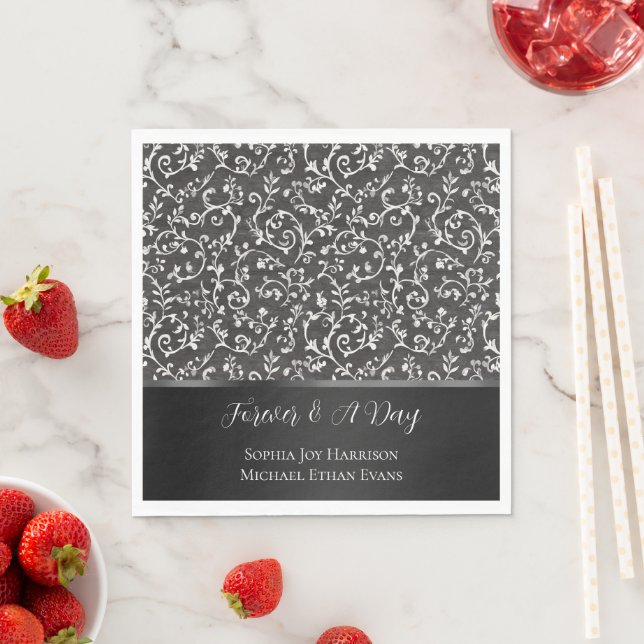 Serviette En Papier Elegant Black White Abstract Wedding (En situation)