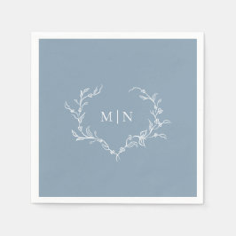 Serviette En Papier Élégant bleu Dusty Mariage Monogram Papier Napkin