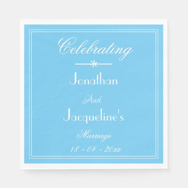 Serviette En Papier Elégant bleu Mariage Aqua bleu sur papier (Devant)