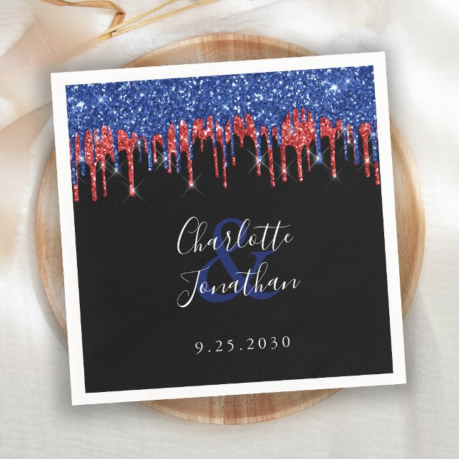 Serviette En Papier Elégant bleu Parties scintillant rouge  Mariage pa (Créateur téléchargé)